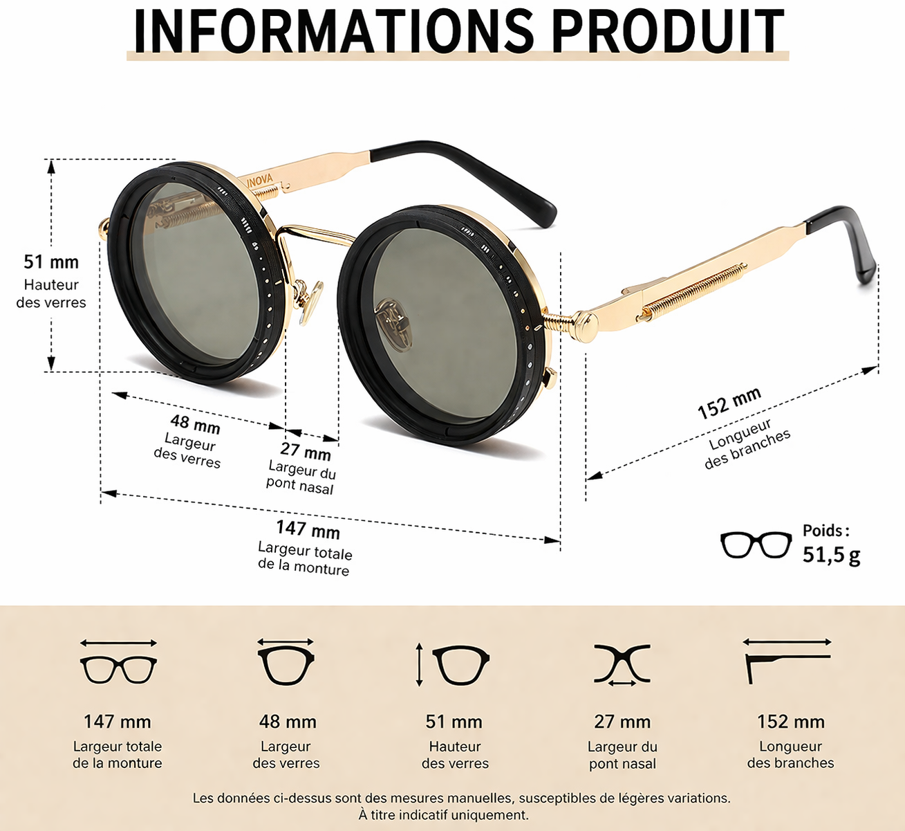 Lunettes de soleil ND réglables à 9 vitesses avec changement de couleur rotatif.