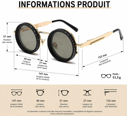 Lunettes de soleil ND réglables à 9 vitesses avec changement de couleur rotatif.
