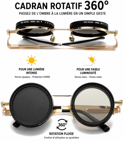 Lunettes de soleil ND réglables à 9 vitesses avec changement de couleur rotatif.